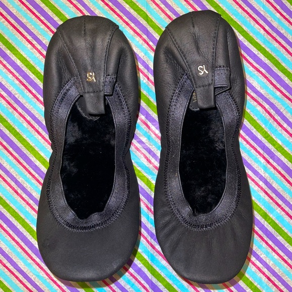 Yosi Samra Foldable Shearling Leather Flat Size 8